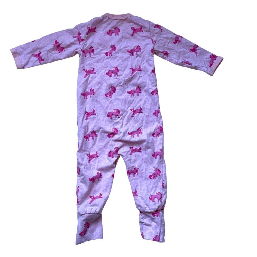 Monica + Andy Organic Cotton Baby Footie Pajamas | Pink Unicorn Print 6-9 M - Picture 2 of 5